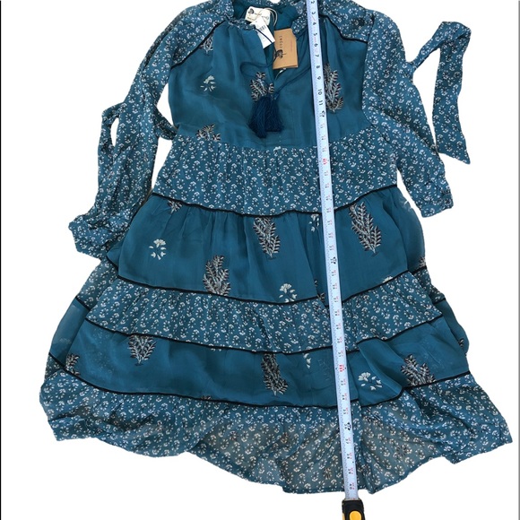 Anthropologie Eliza Tiered Kopal Boho Teal Peasant Dress Size XS $288 - Picture 11 of 13